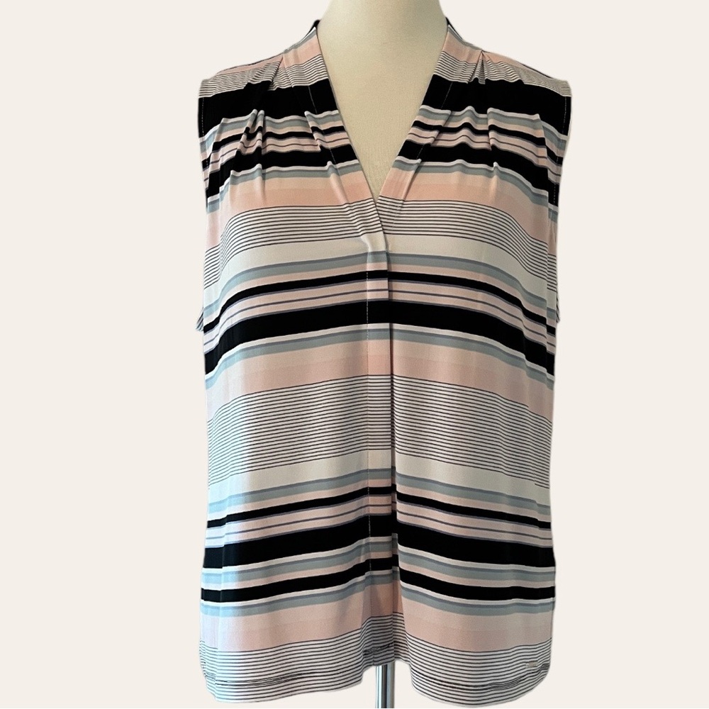 Calvin Klein Navy Pink Stripe Sleeveless Blouse